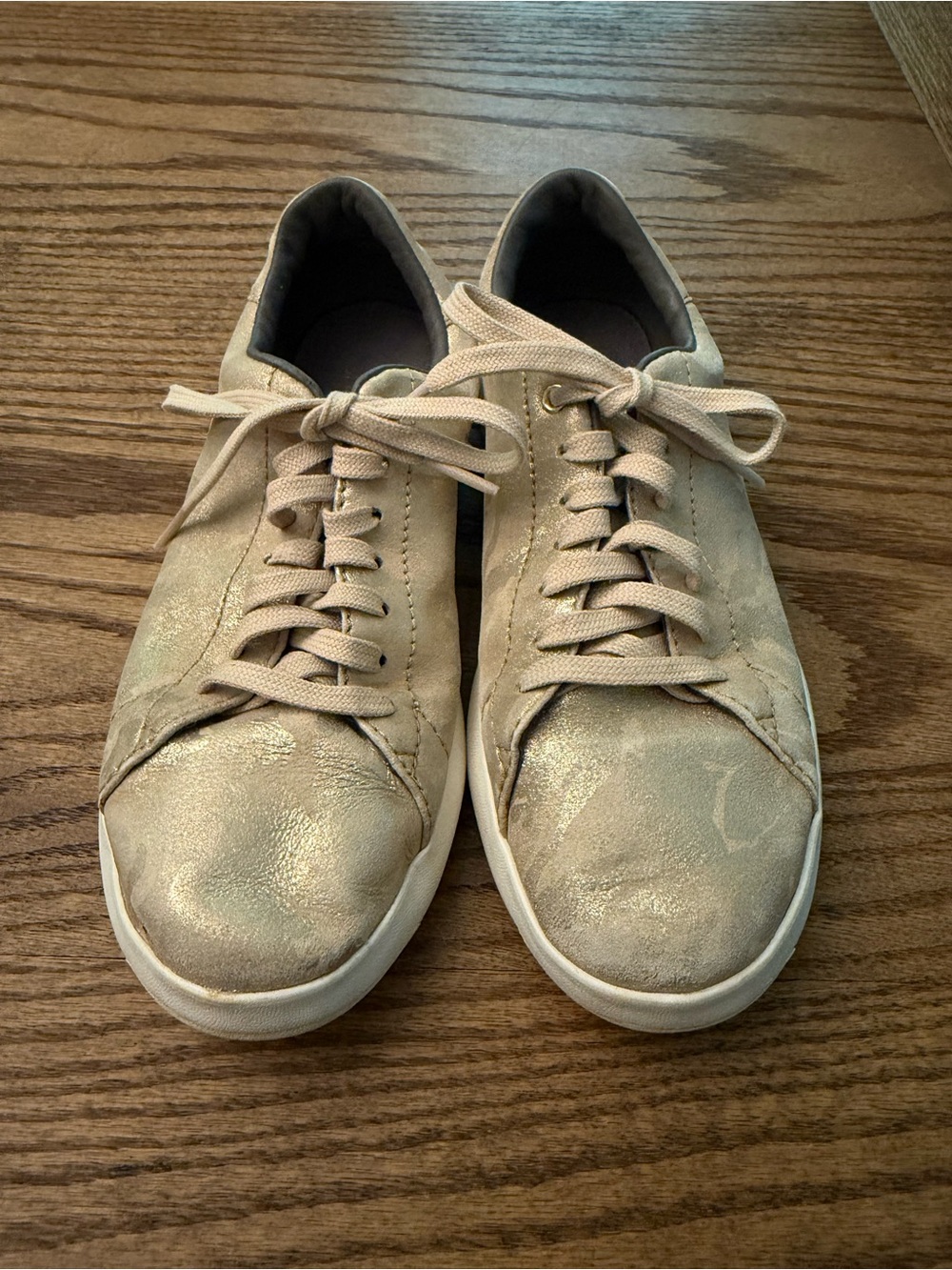 Cole Haan Women's Metallic Beige Lace-Up Casual Sneakers